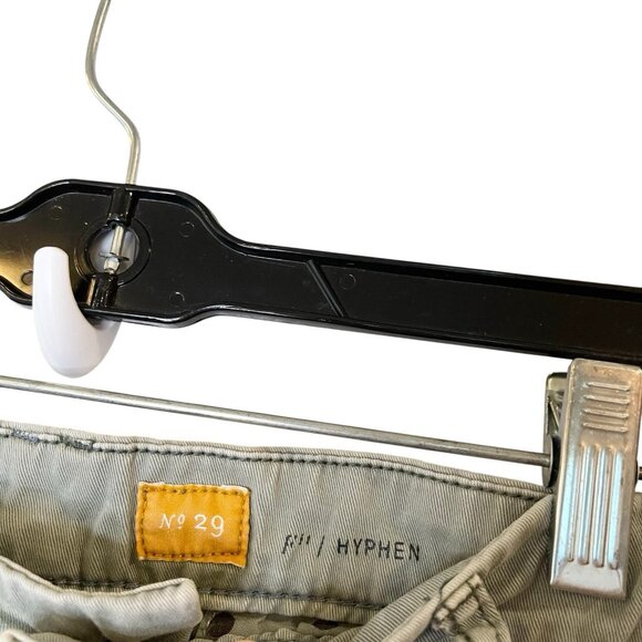 Pilcro and the Letterpress Pants 29 Green Hyphen Patched Straight Leg Raw Hem - Picture 6 of 7